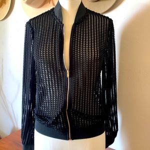 Zara Semi sheer Bomber style jacket Black Size XS